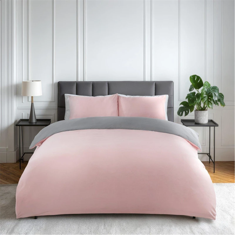 Image of Emma Barclay Duvet Set Reversible Non Iron Soft Touch Lyla Blush Pink /Gre unisex Single