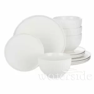 Image of 12 Piece Alumina Porcelain Textured Dinner Set