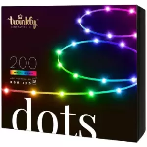 image of Twinkly - 10m Smart App Controlled Dot LED Lights, Black Cable Multi Colour Change Control Indoor Home Dimmable