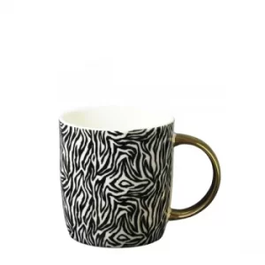 image of Animal Luxe Barrel Mug with Zebra Print Black