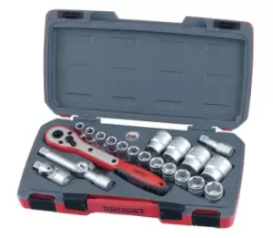 image of Teng Tools T1221-6 1/2" Drive 6 pt Regular Socket Set + Accessories (21pc)