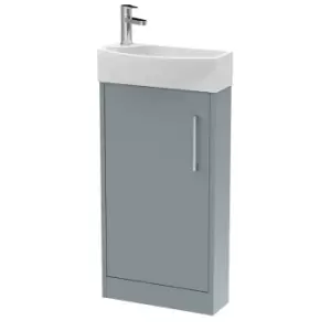 Hudson Reed Juno Compact 440mm Floor Standing 1 Door Unit & 1 Tap Hole Basin RH - Coastal Grey