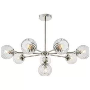 image of Endon - Allegra 8 Light Multi Arm Glass Shade Ceiling Pendant Bright Nickel