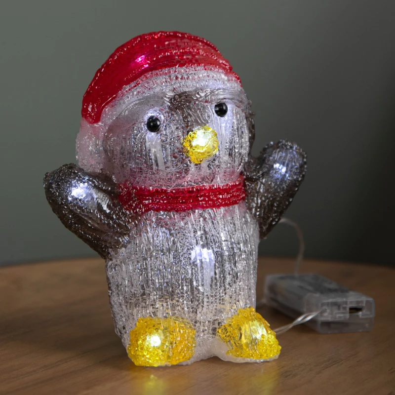 Image of 16cm Battery Operated Light up Christmas Ice Penguin with 12 Cool White LEDs