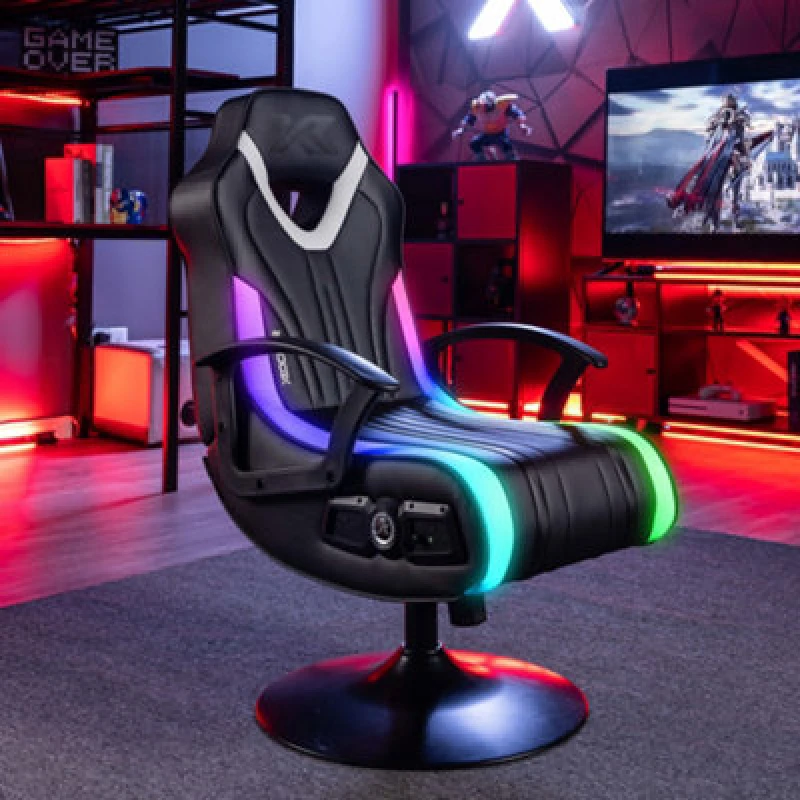 Image of X Rocker Fury 2.1 Audio LED Console Gaming Chair For Juniors - Black