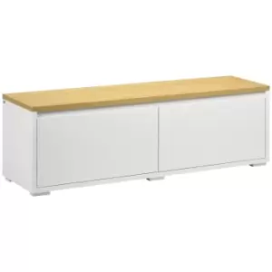 Image of HOMCOM TV Stand, 140cm Modern TV Unit with 2 Cupboards for TVs up to 65", Wood Entertainment Unit for Living Room, White