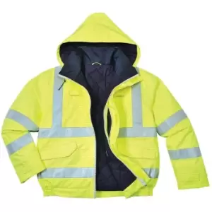 Image of Portwest S773YERXXXL - sz 3XL Bizflame Rain Hi-Vis Antistatic FR Bomber Jacket - Yellow - Yellow