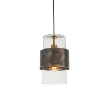 Image of Palermo Pendant Ceiling Light Bronze Patina Plate & Clear Glass