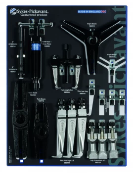 Image of Sykes-Pickavant Hydraulic Twin/Triple Leg Puller Kit - Thin Jaw -Metal Disp 16pc