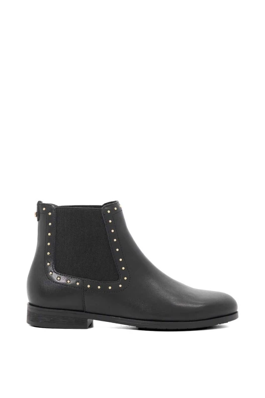 Image of Dune London Womens 'Pudded' Leather Ankle Boots in Black Size: 3 Black Female 3