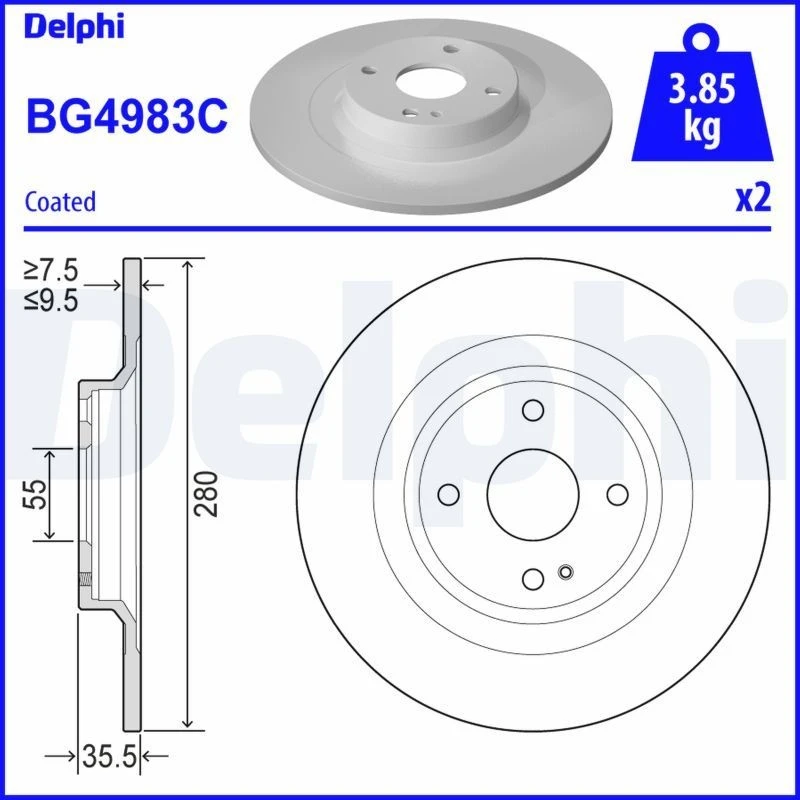 Image of DELPHI Brake disc DELPHI BG4983C