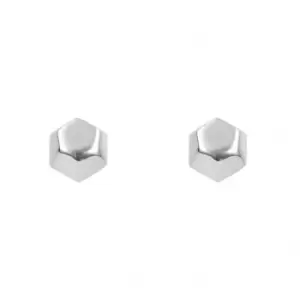 Image of White Gold Hexagon Flat Top Stud Earrings GE2430