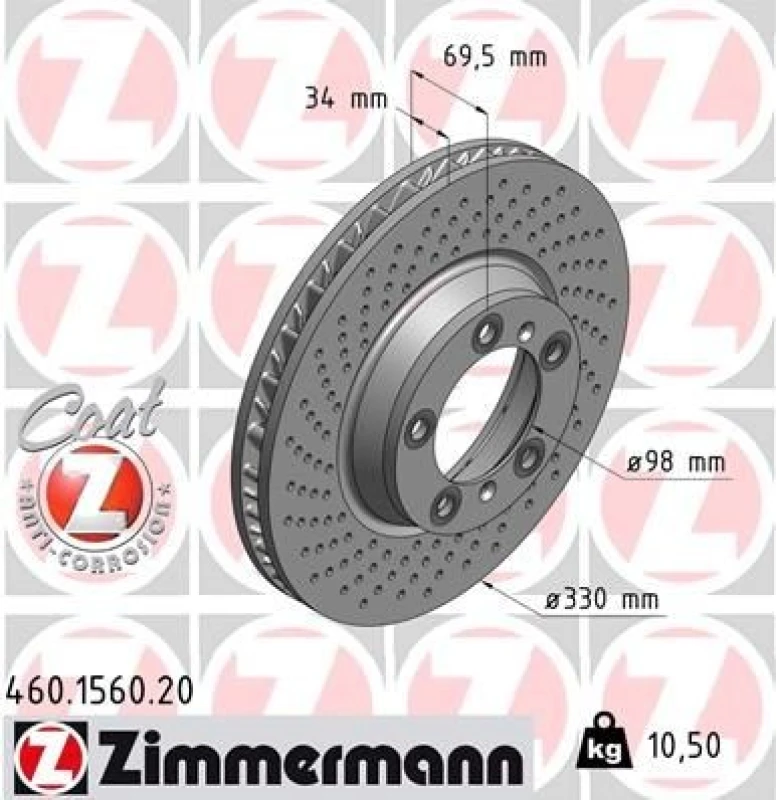 Image of ZIMMERMANN Brake disc ZIMMERMANN 460.1560.20