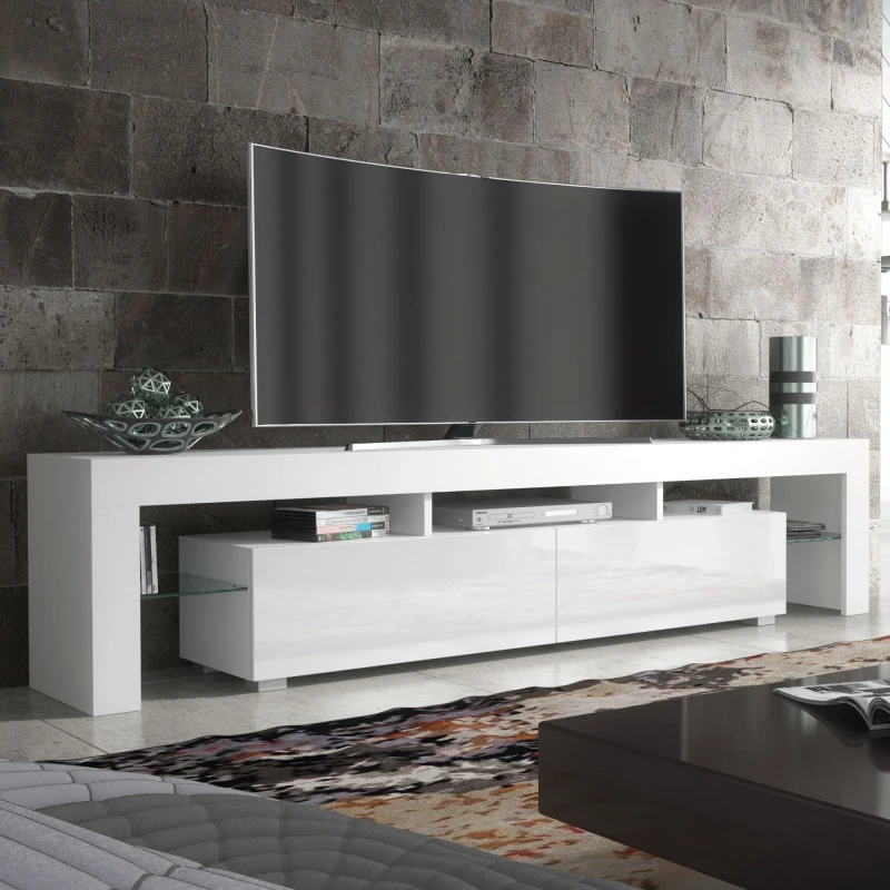 Image of Creative Furniture Creative Furniture TV Unit 200cm Modern - White with High Gloss Doors White One Size Unisex 5061075249805