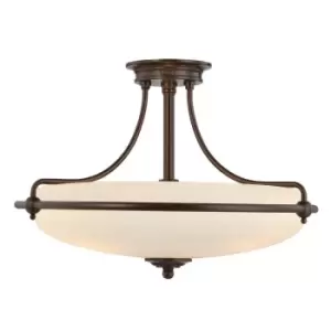 Image of 1 Bulb Semi Flush Light Palladian Bronze LED E27 100W Bulb