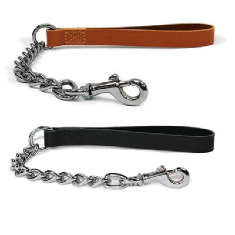 Image of Ancol Leather Extra Heavy Chain Lead Tan unisex