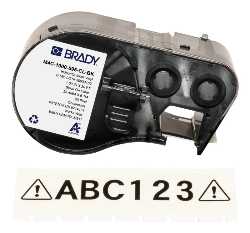 Image of Brady M4C-1000-595-CL-BK printer label Black. Translucent Self-adhesiv