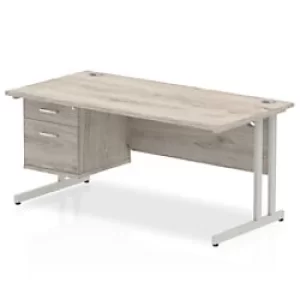 Image of Trexus Rectangular Desk Silver Cantilever Leg 1600x800mm Fixed Ped 2