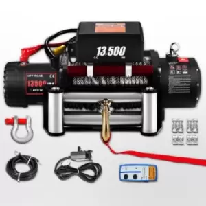 Image of 13500lbs/6123.5 kg 12V Recovery Electric Winch Truck Trailer Rope Remote Control