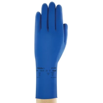 Image of Chemical Resistant Gloves, Blue Latex, Size 10 - Ansell
