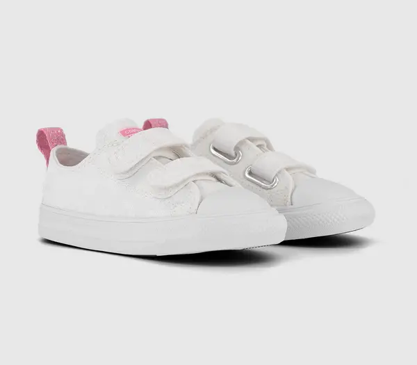 Image of Converse Kids All Star 2vlace Trainers White Oops Pink White, 10 Youth