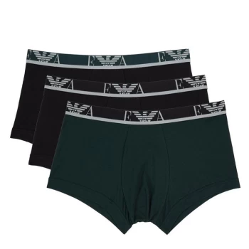 image of Emporio Armani 3 Pack Mono Logo Trunks - Blue