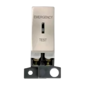 Image of Click Scolmore MiniGrid Double-Pole Key Switch Ingot Emergency Test Satin Chrome - MD029SC