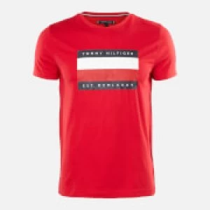 Image of Tommy Hilfiger Mens Corporation Stripe Box T-Shirt - Primary Red - L