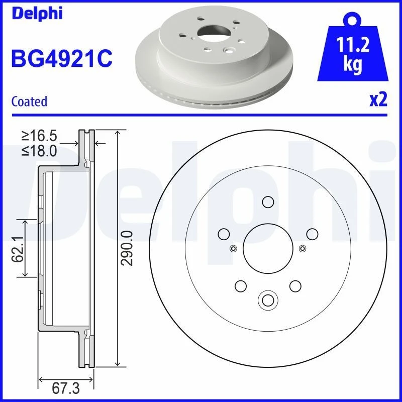 Image of DELPHI Brake disc DELPHI BG4921C