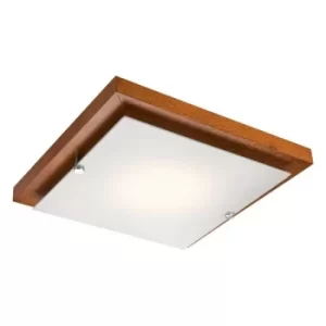 image of Square Simple Flush Ceiling Light Rustic, 1x E27