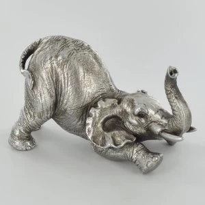 image of Antique Silver Elephant Arching Ornament