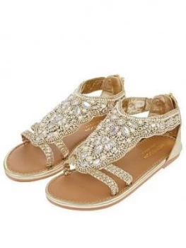 Image of Monsoon Valencia Beaded Scallop Sandal - Gold, Size 9 Younger