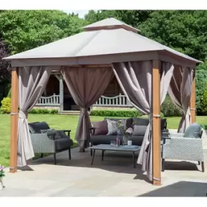 image of 10' x 10' Garden Must Haves Luxury Garden Gazebo with LED Lighting - Taupe (3m x 3m)