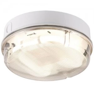 image of KnightsBridge 28W IP65 Round Bulkhead With White Base - Prismatic Diffuser