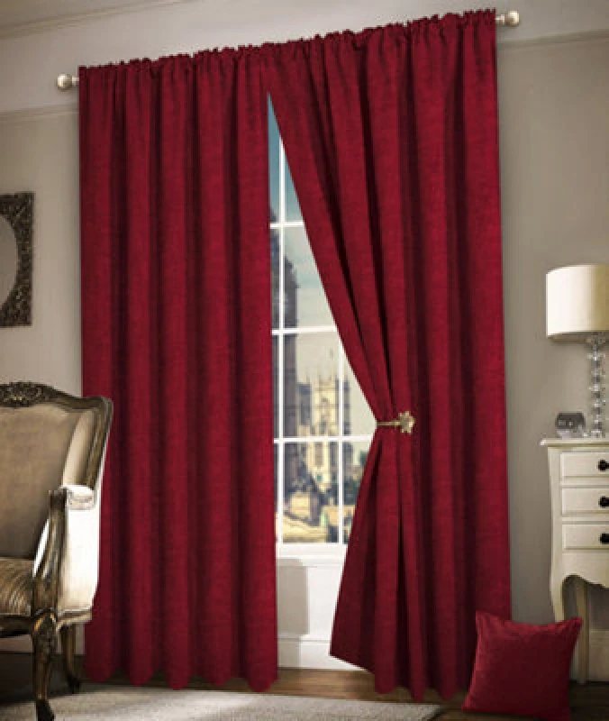 Image of Intimates Thermal Blackout Curtains In Heavy Chenille - Ring Top, Energy Efficient & Soundproof Drapes For Living Room - Wine