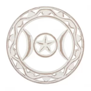Image of White Wooden Triple Moon Wall Art