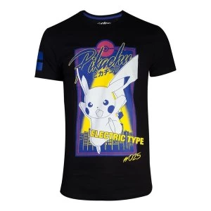 Image of Pokemon - Pikachu Eletric Type City Mens Large T-Shirt - Black