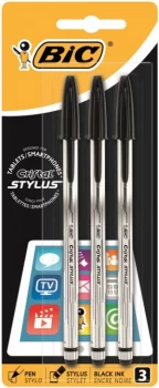 image of Bic Cristal 2-in-1 Stylus Pen PK3