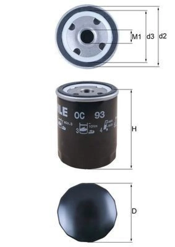 Image of MAHLE OC 93 Oil filter Spin-on Filter Oil Filter (7)