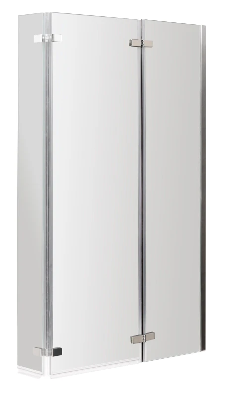 Image of Balterley 6mm Safety Glass Reversible L Shaped Bath Screen Double Hinged Silver