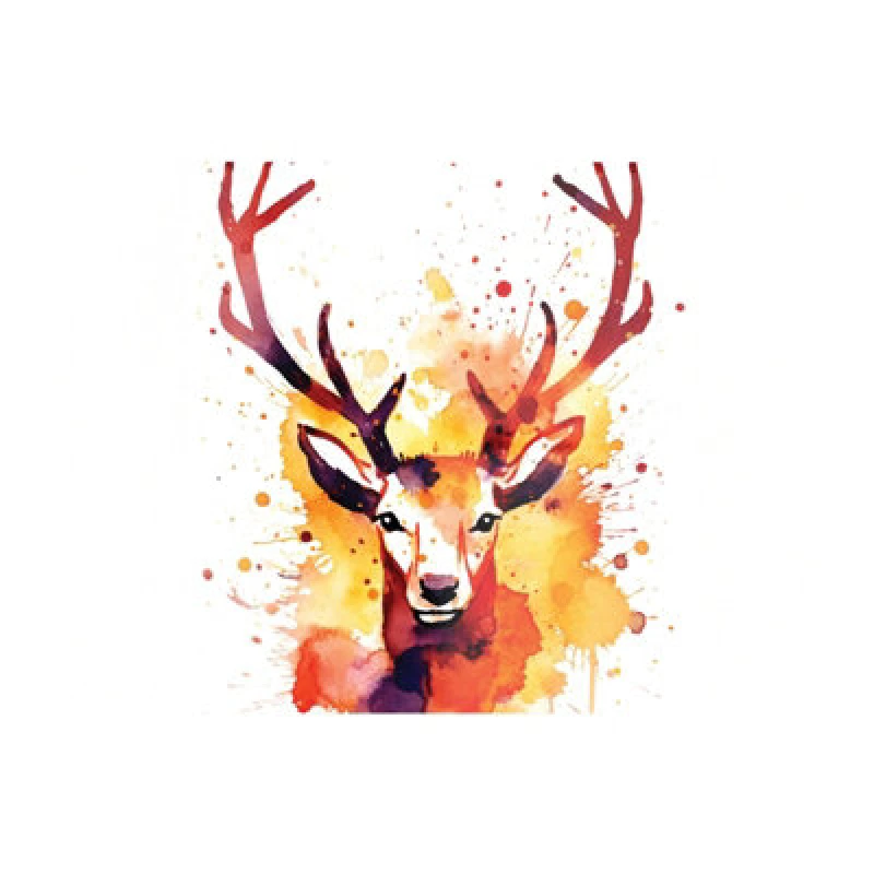 Image of Warren Reed Designer Watercolour Stag Face Glass Chopping Board