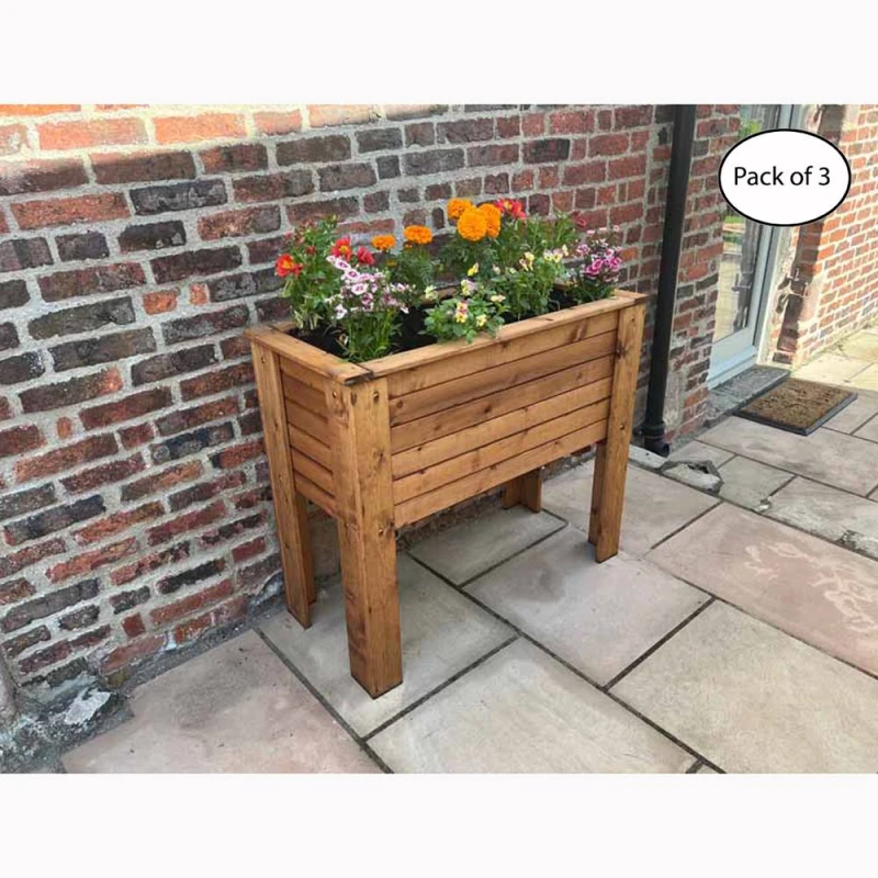Image of Charles Taylor Multi Pack of 3 - Somerford Deep Root Large Planter - Wood in Light Brown Light Brown Unisex