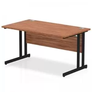 Image of Impulse 1400 x 800mm Straight Desk Walnut Top Black Cantilever Leg