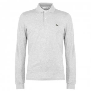 image of Lacoste Long Sleeve Embroidered Polo Shirt - Grey