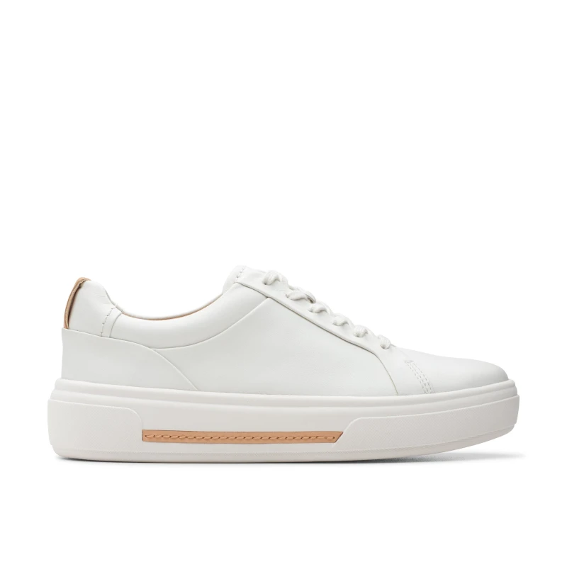 Image of Clarks Clarks Women Hollyhock Walk Off White Leather Trainers Size: 5.5-Standard Fit White 5.5-Standard Fit Female 5063090628375