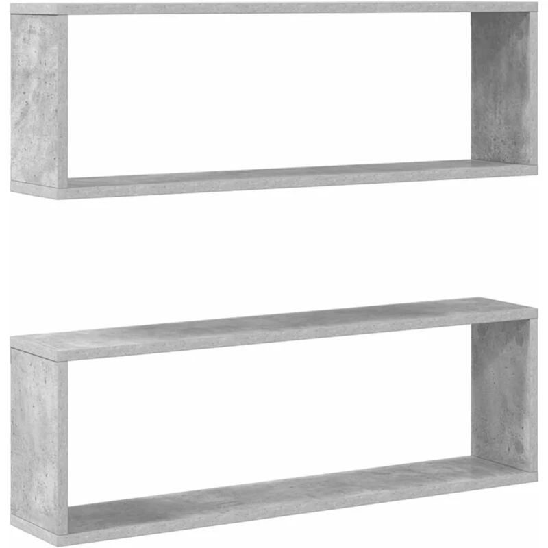 Image of VIDAXL Wall Cube Shelf 2 pcs Concrete Grey 80x15x26.5cm Engineered Wood Vidaxl 8720286595367