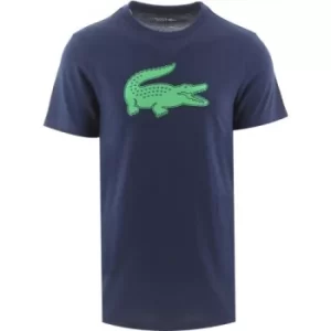 Image of Lacoste Navy Clover Green 3D Print Crocodile Breathable Jersey T-Shirt