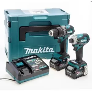 image of Makita Makita DK0172G202 40Vmax XGT Combi Drill and Impact Driver Twin Pack (2 x 2.5Ah Batteries) in MakPac DK0172G202