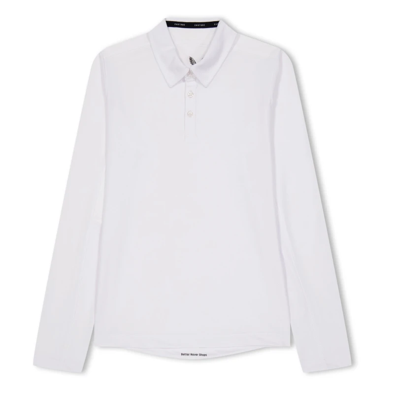 Image of Castore Long Sleeve Play Cricket Polo Juniors - White White 7 - 8 Years