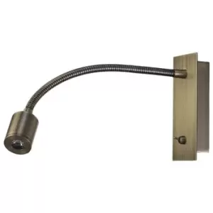 Image of Wall lamp with e-reader Winslow Antique brass 1 bulb 14,5cm